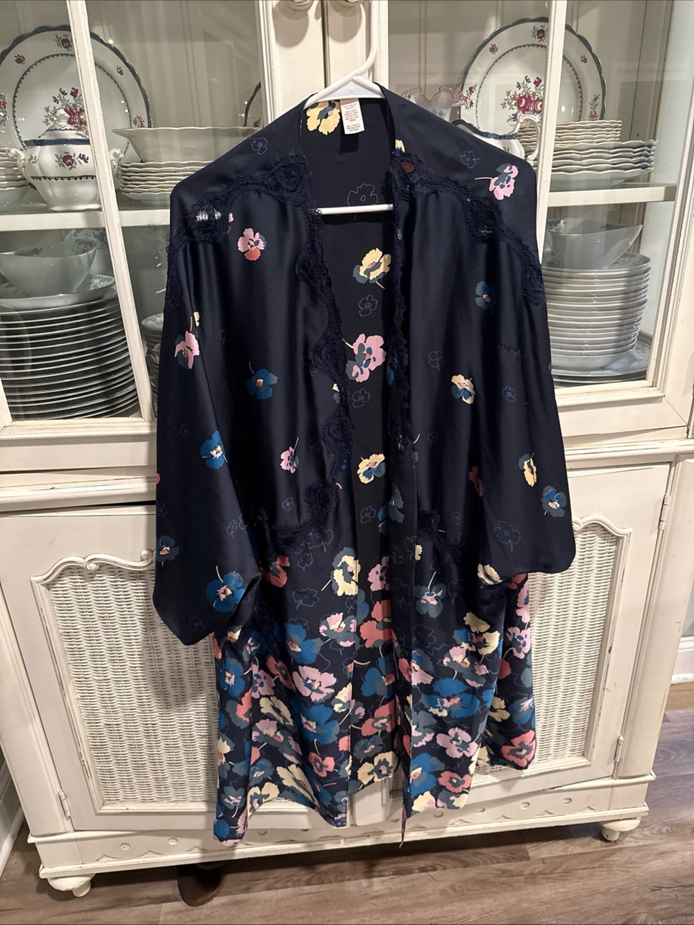 Victoria's Secret Navy Floral Satin Robe